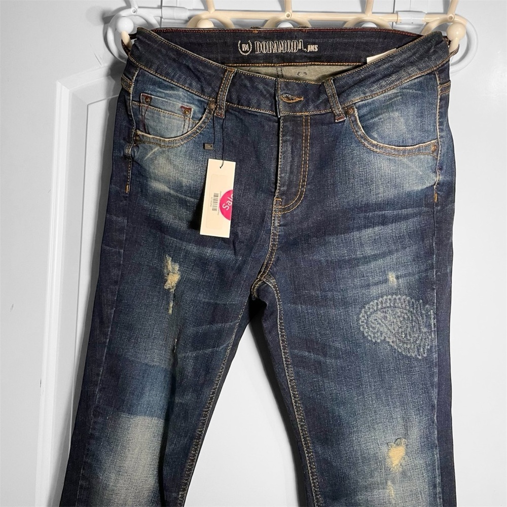 Women's Blue Ripped Jeans Slim Fit Size W28 L30 - Picture 2 of 5